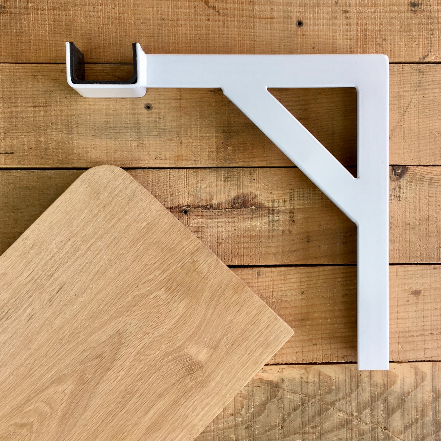 cycle wall hanger | white gallows + oak shelf