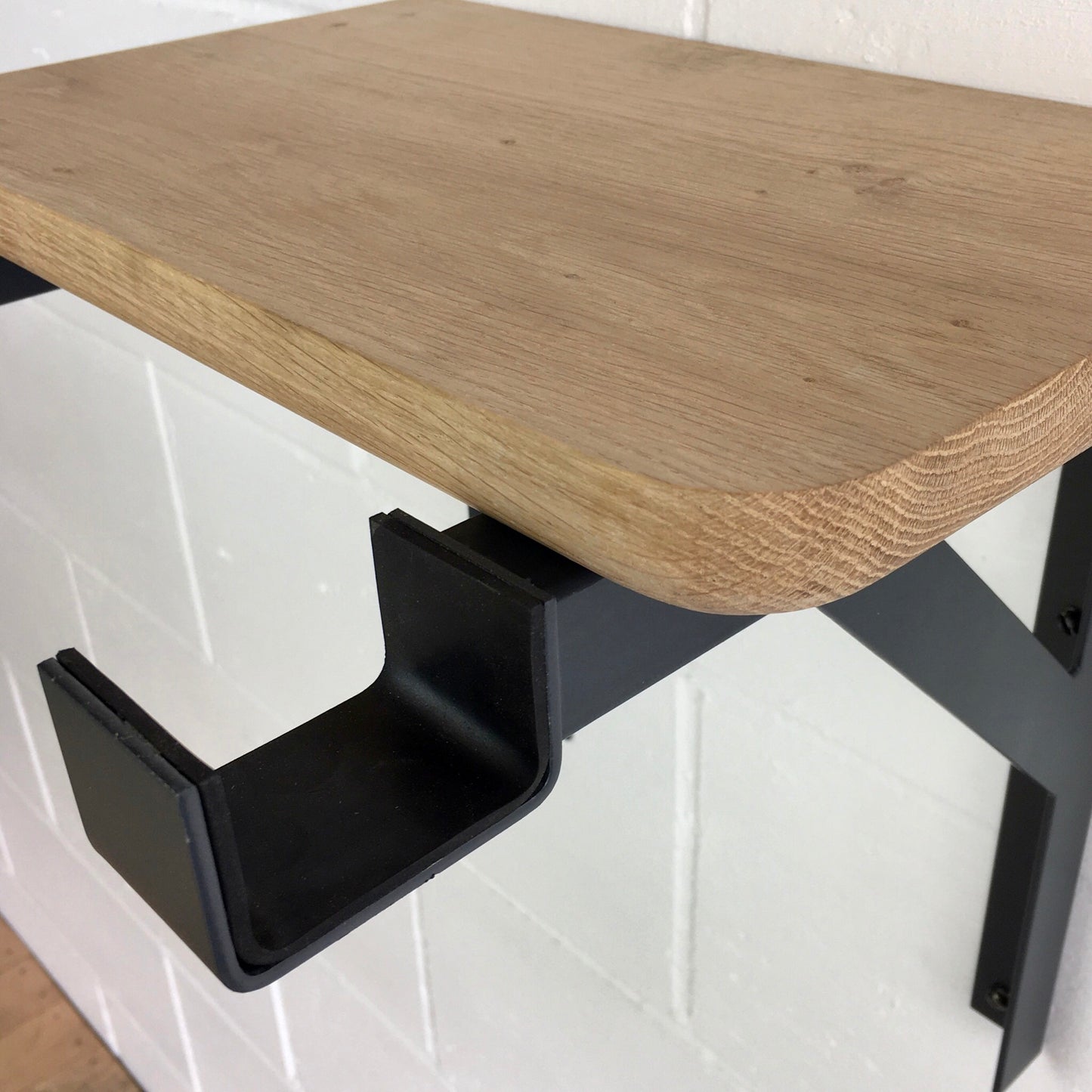 cycle wall hanger | white gallows + oak shelf