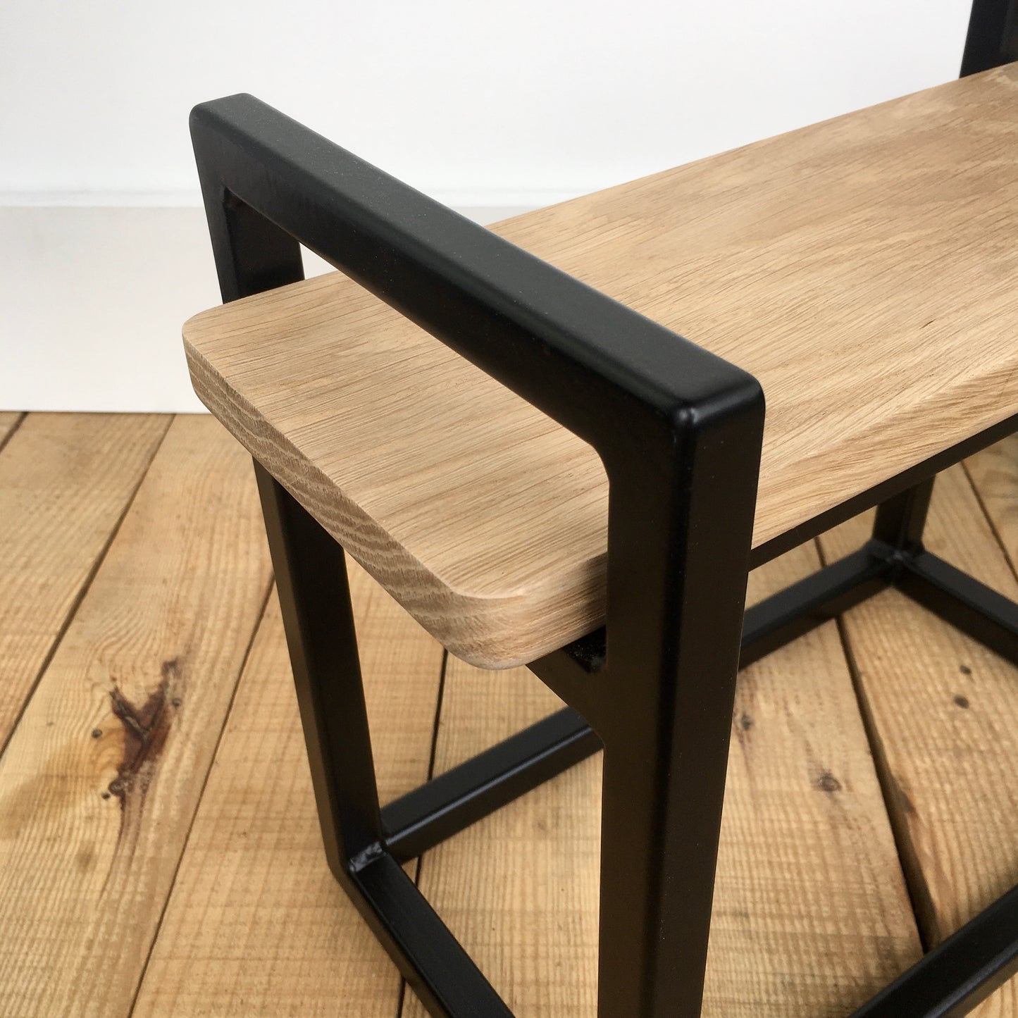 work stool | black base + oak top