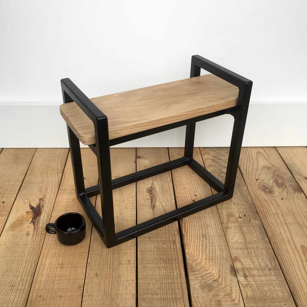 work stool | black base + oak top – smokeandsawdust