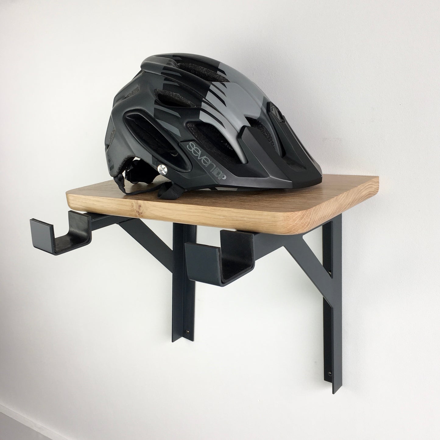 cycle wall hanger | white gallows + oak shelf