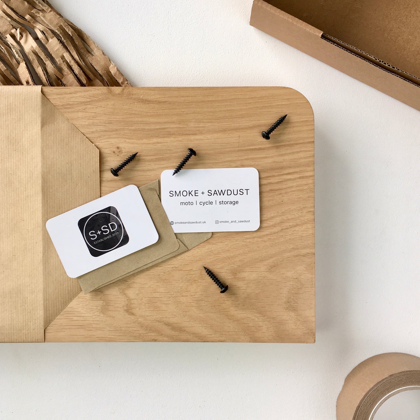 cycle wall hanger | white gallows + oak shelf