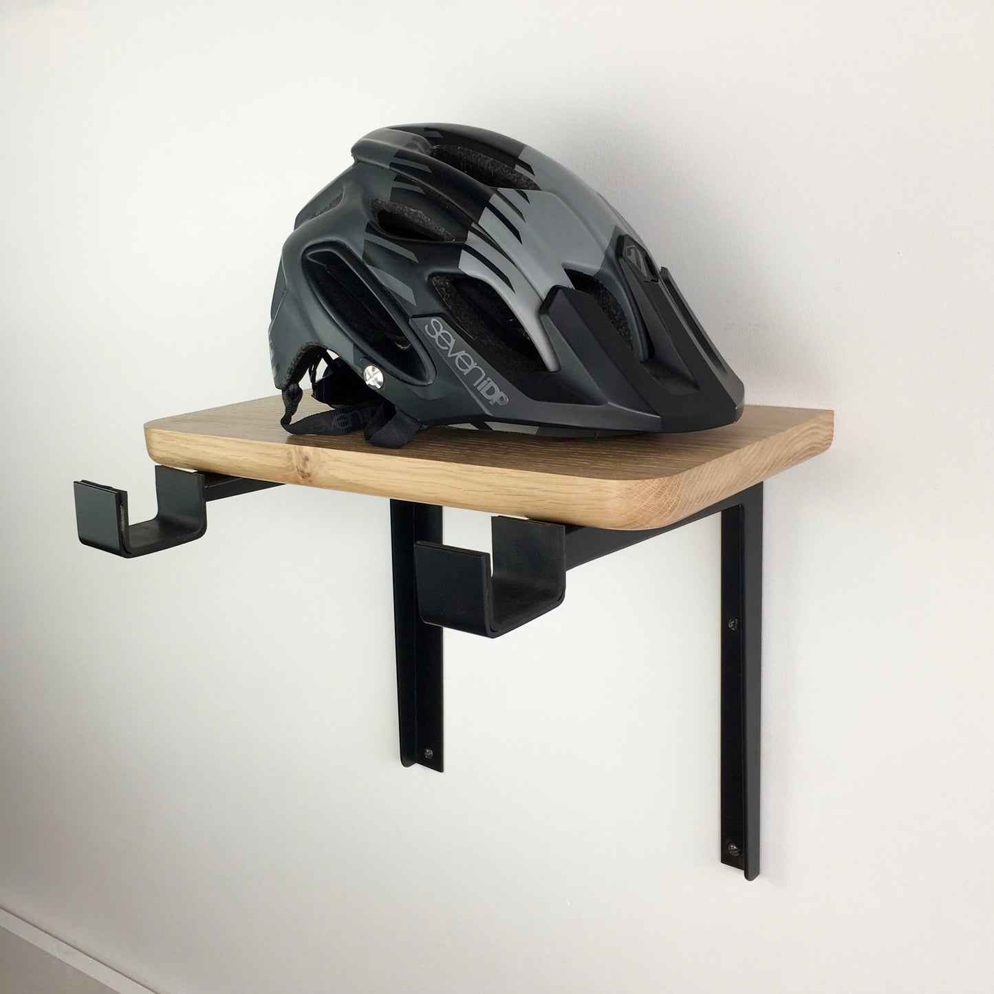 cycle wall hanger | grey minimalist + oak shelf